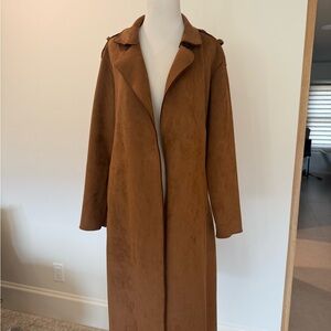 Tahari Faux Suede Women's Trench Coat